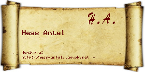 Hess Antal névjegykártya